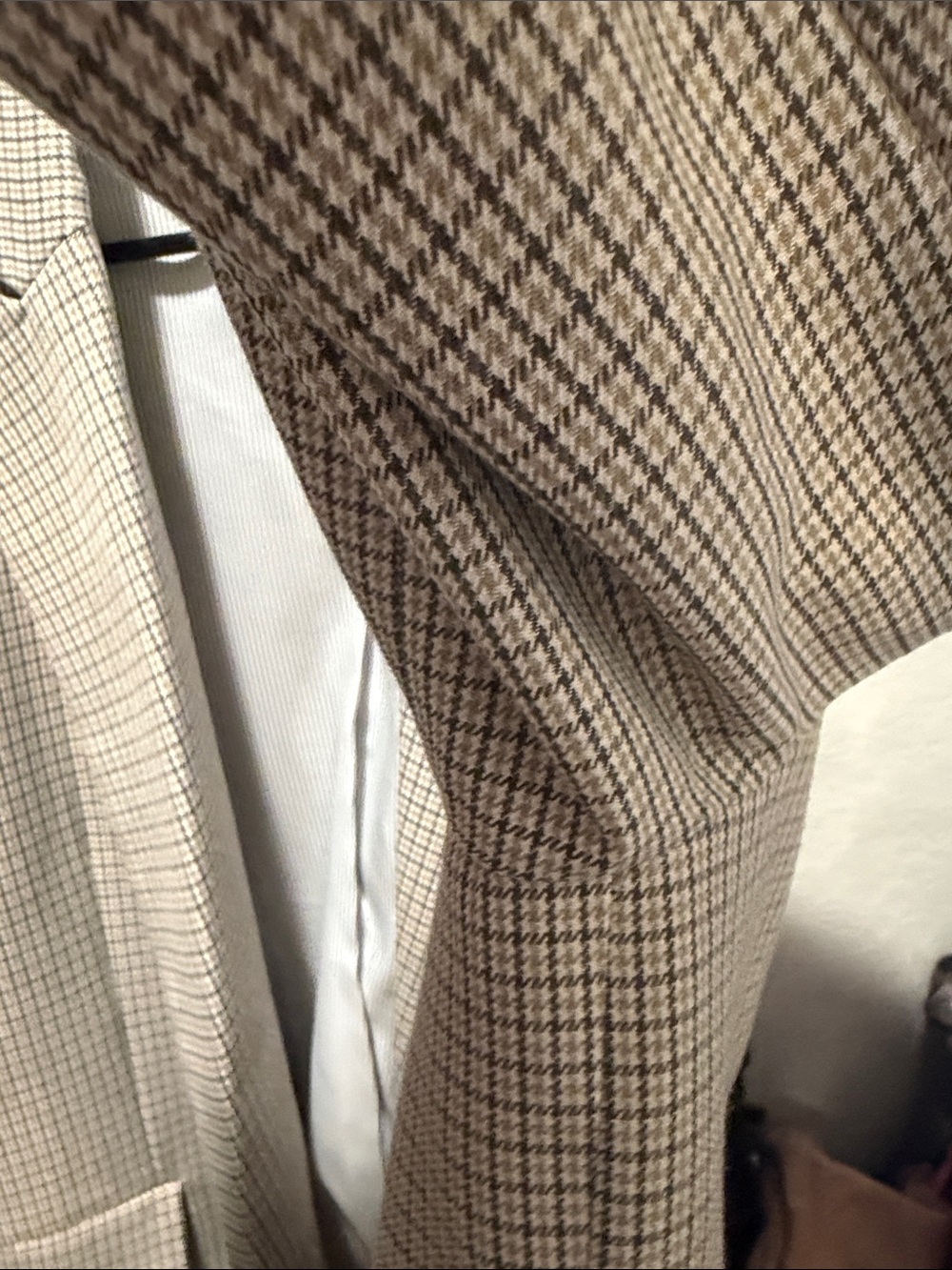 Evereve Double-Breasted Checked Blazer - Beige - XL - Picture 12 of 13